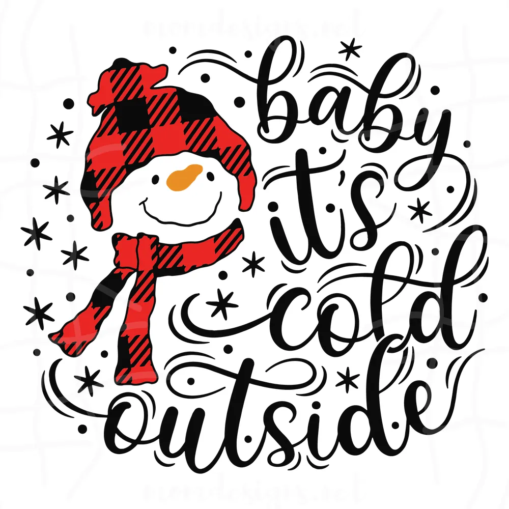 Baby It'S Cold Outside Svg, Christmas Svg, Snowman Svg, Buffalo Plaid Svg