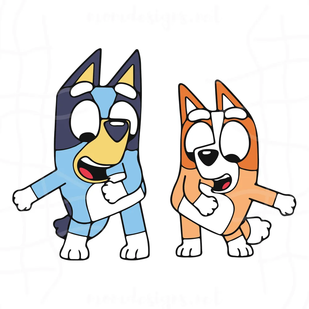 Funny Bluey And Bingo Heeler Free Commercial Svg