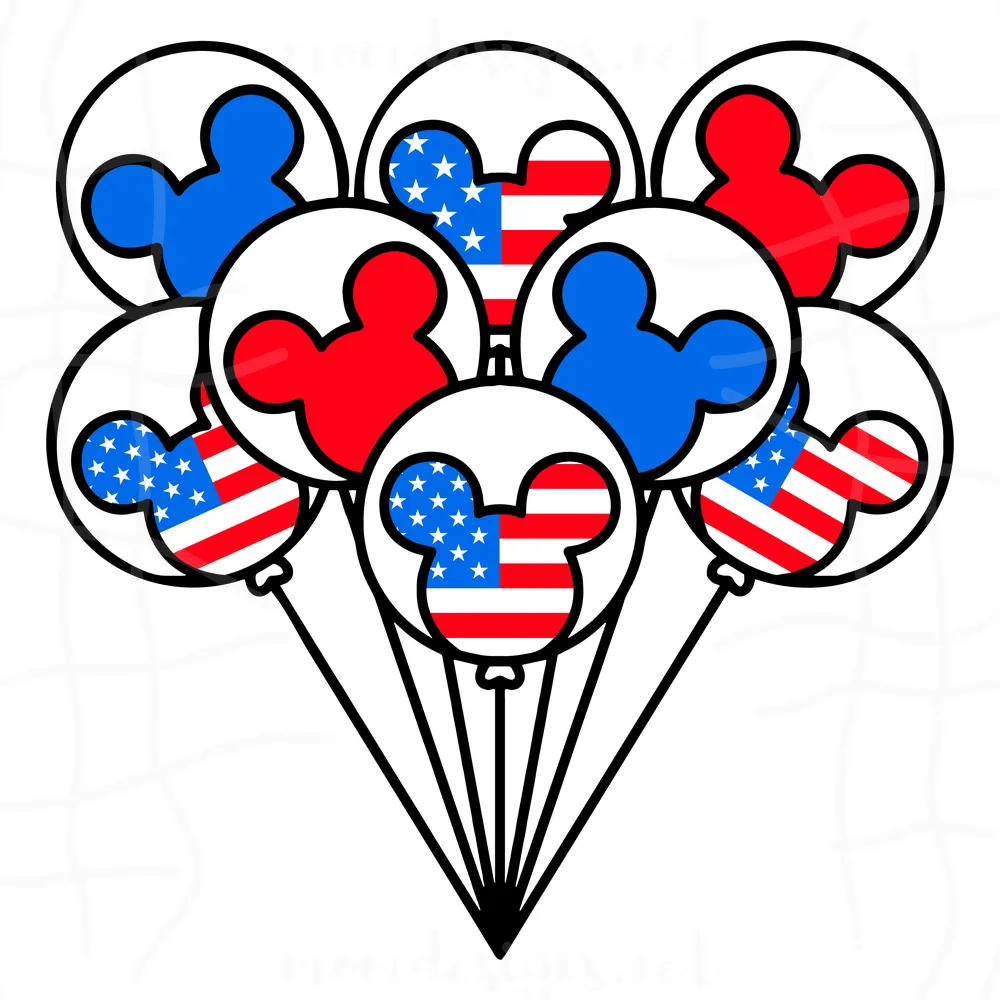 Happy 4th Of July SVG, USA Flag Mouse Balloons SVG