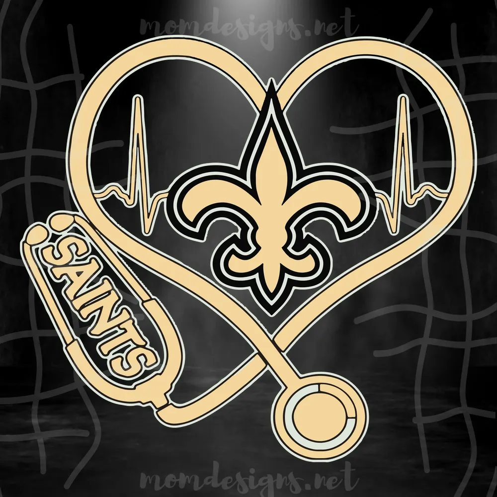 New Orleans Saints Heart Stethoscope Svg, New Orleans Saints Svg, Nurse Saints Svg