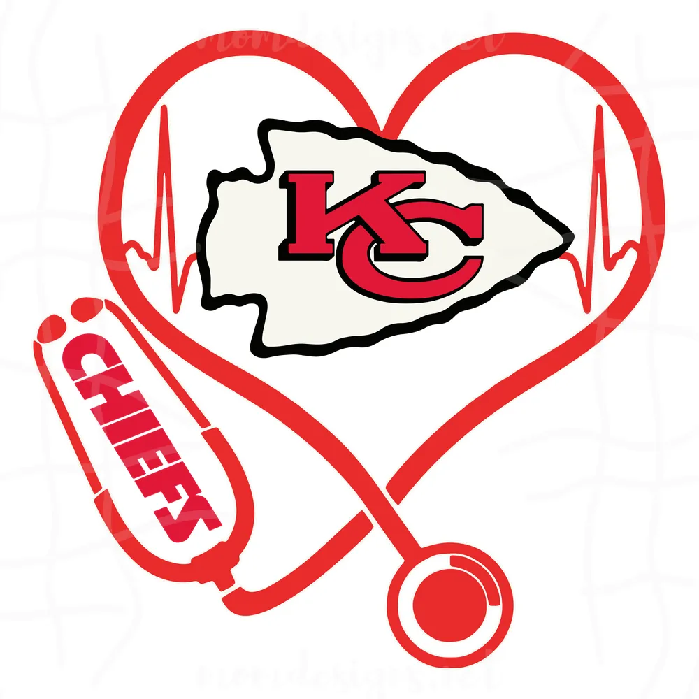Kansas City Chiefs Heart Stethoscope Svg, Kansas City Chiefs Svg, Nurse Chiefs Svg