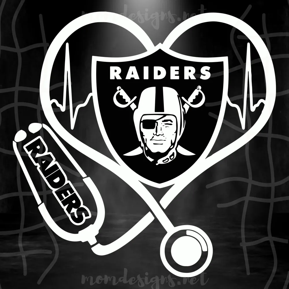 Las Vegas Raiders Heart Stethoscope Svg, Las Vegas Raiders Svg, Nurse Raiders Svg
