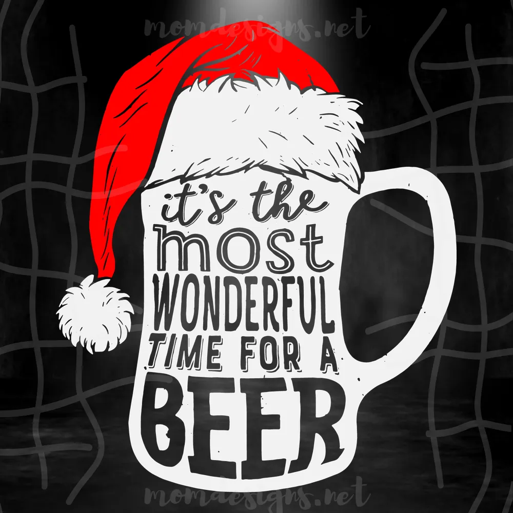 Its The Most Wonderful Time For A Beer Svg, Christmas Svg, Santa Hat Svg, Santa Claus Svg, Drinking Beer, Good Beer Svg, Cheer And Beer Svg, Beer Time Svg, Time For Beer Svg, Beer Quotes Svg