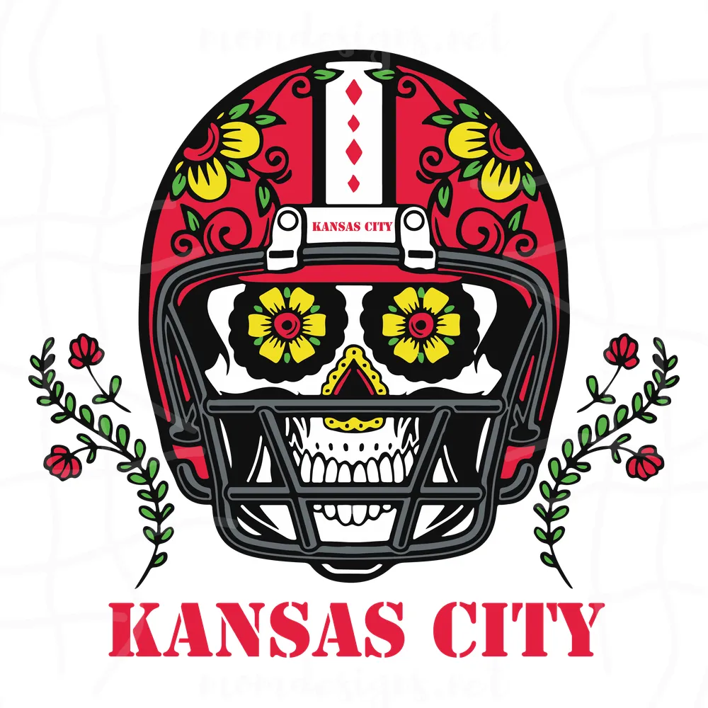 Kansas City Chiefs Skull Helmet Svg, Sport Svg, Football Svg, NFL Svg, Kansas City Chiefs Svg, Skull Helmet Svg, Chiefs Helmet Svg, Sugar Skull, Chiefs Svg