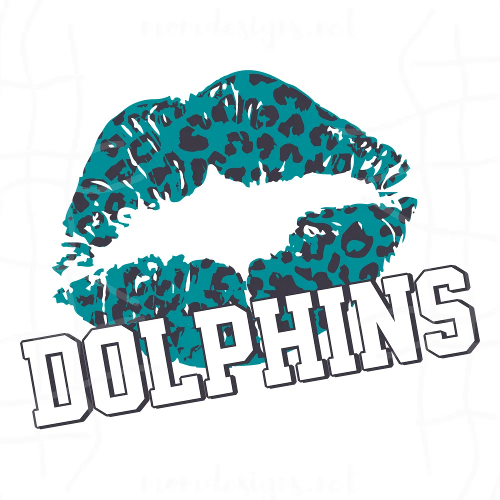 Leopard Pattern Lips Miami Dolphins Svg, Sport Svg, Miami Dolphins Lips Svg