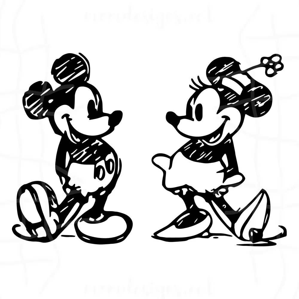 Disney svg, Mickey svg, Minnie Sketch SVG, Disney Mickey and Minnie