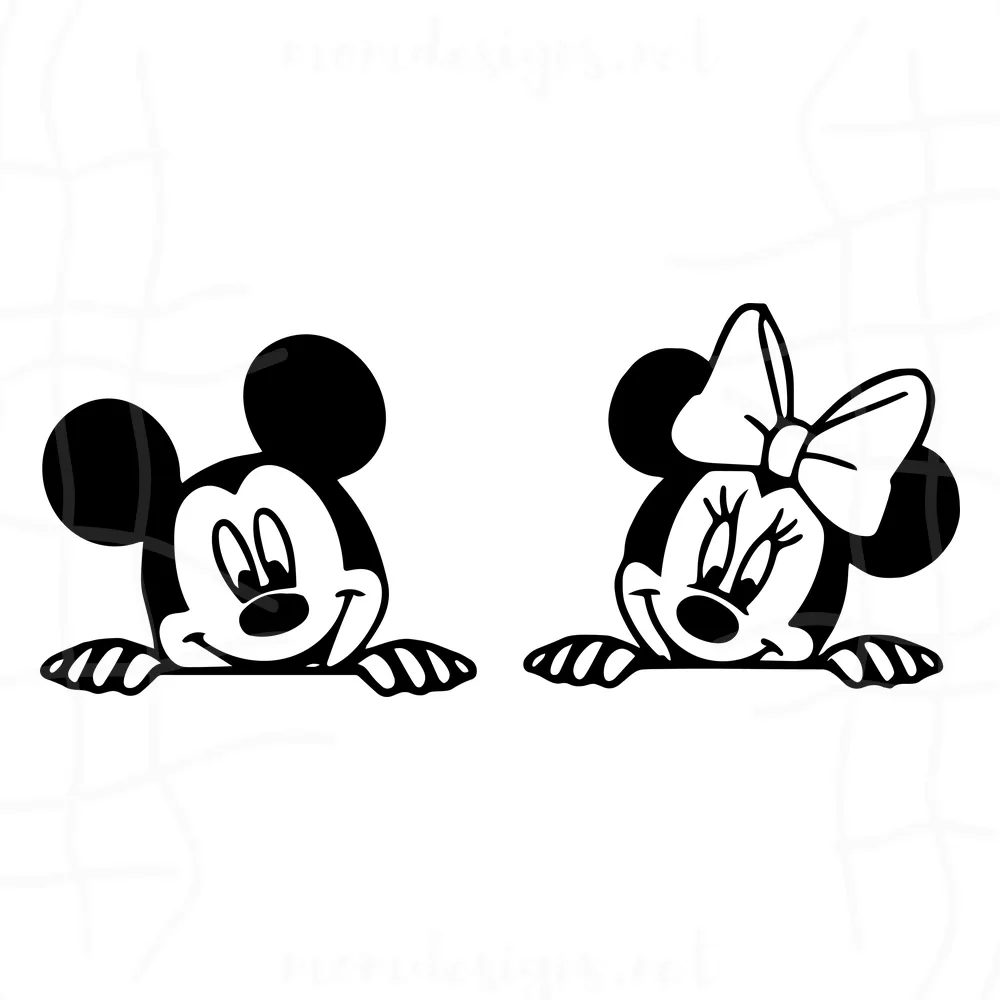 Minnie Mouse and Mickey Mouse Peeking SVG Bundle, Trending Bundle