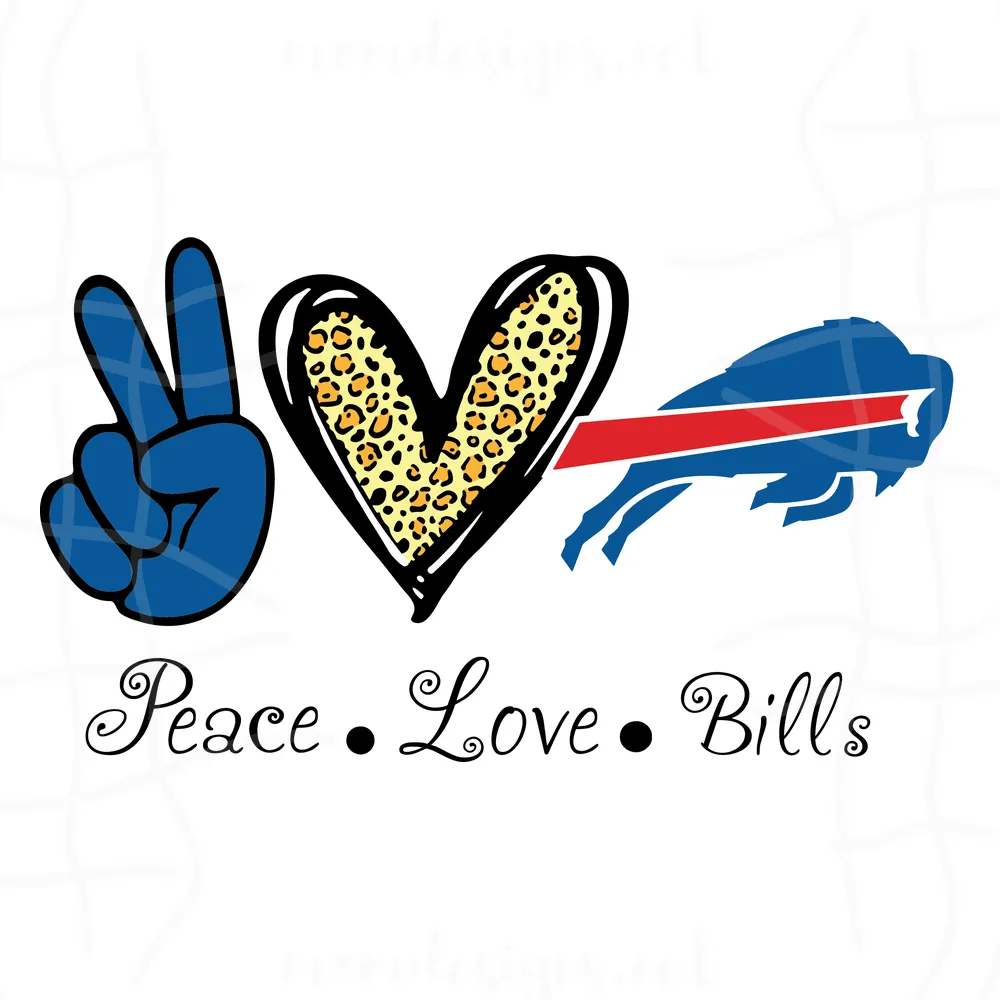 Peace Love Buffalo Bills Svg, Buffalo Bills Svg, Bills Svg, Nfl Svg