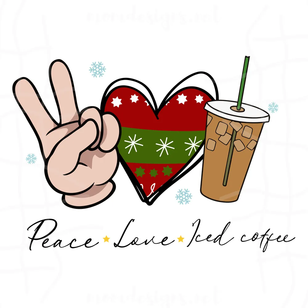  Peace Love Iced Coffee Christmas Svg