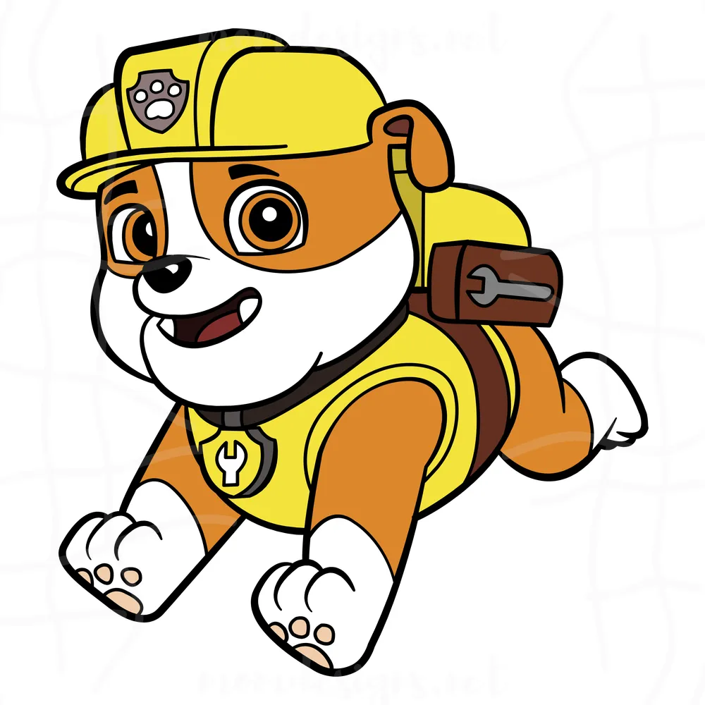 Rubble Running Svg, Paw Patrol Rubble Svg, Brave Dog Svg, Cartoon Svg