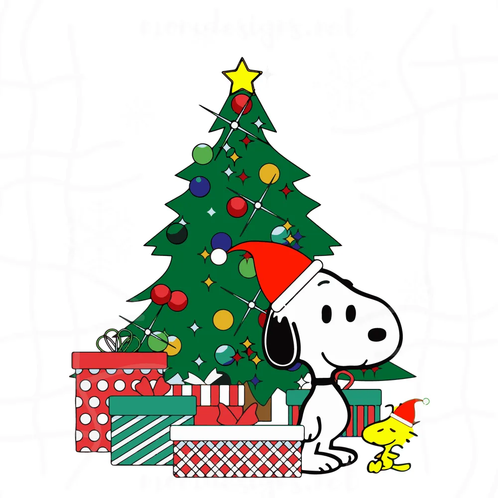 Snoopy And Woodstock Around The Christmas Tree Svg, Cartoon Character Svg, Merry Christmas SVG, Christmas SVG, Christmas Cut File for Cricut or Silhouette