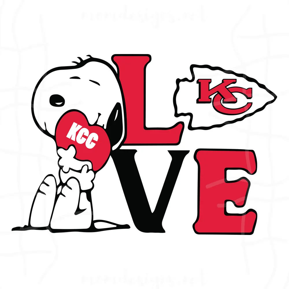 Snoopy Love Kansas City Chiefs, Svg Png Dxf Eps Cricut Silhouette