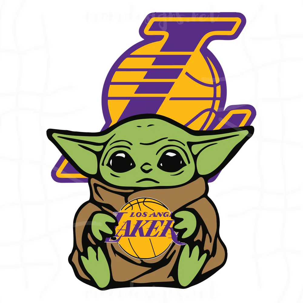 Star Wars Baby Yoda hug Los Angeles Lakers logo svg, Los Angeles Lakers svg, basketball, NBA logo, team svg, Lakers svg, Los Angeles svg, basketball svg, Lakers