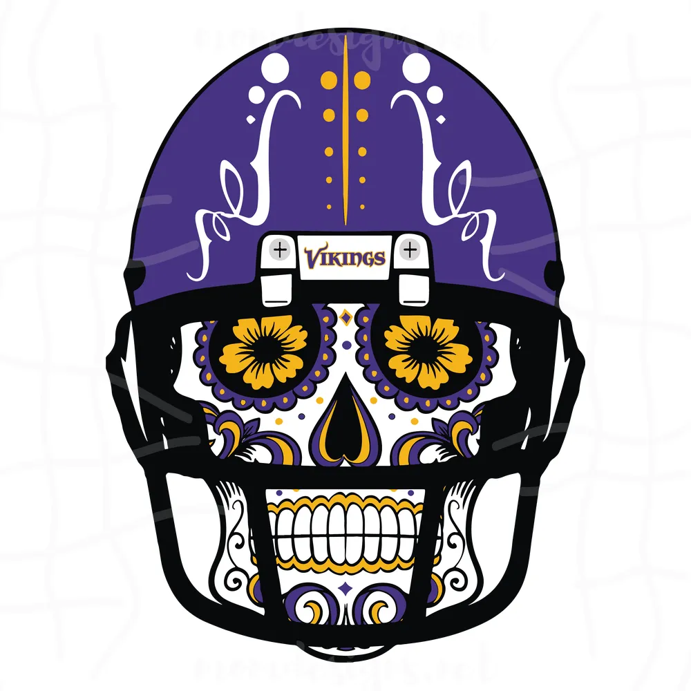 Minnesota Vikings Sugar Skulls Logo NFL Football Svg, NFL Svg, Cricut File, Clipart, Leopard Svg, Sport Svg, Love, Football Svg