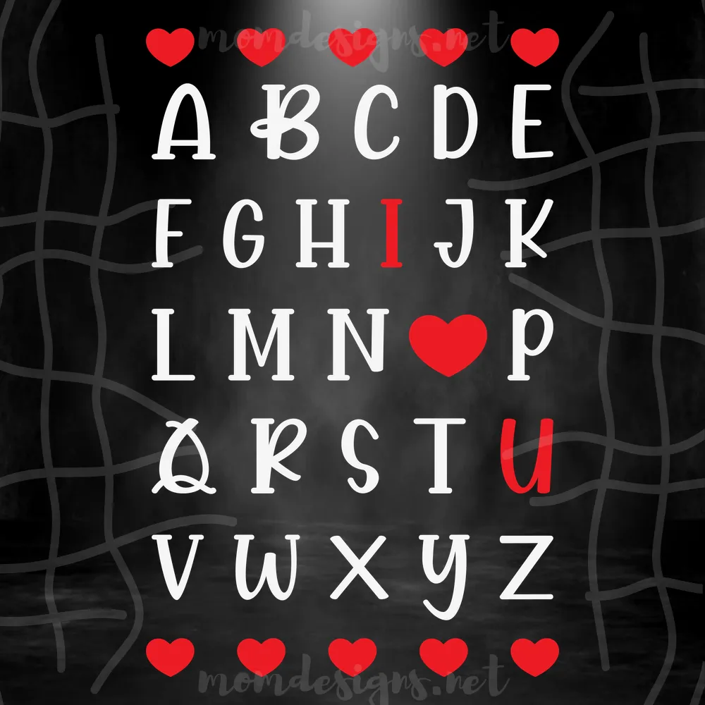 Teacher Valentines Day ABC I Love You Svg, Valentine Svg, Teacher Svg, ABC Svg