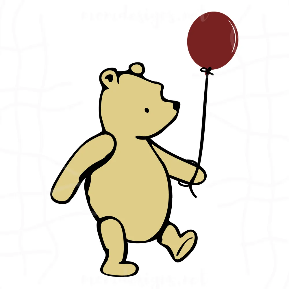 Winnie Pooh Balloon png,Balloon png, Winnie Pooh Valentine png, Flower, png png jpg dxf eps Cricut Silhouette Cutting Files
