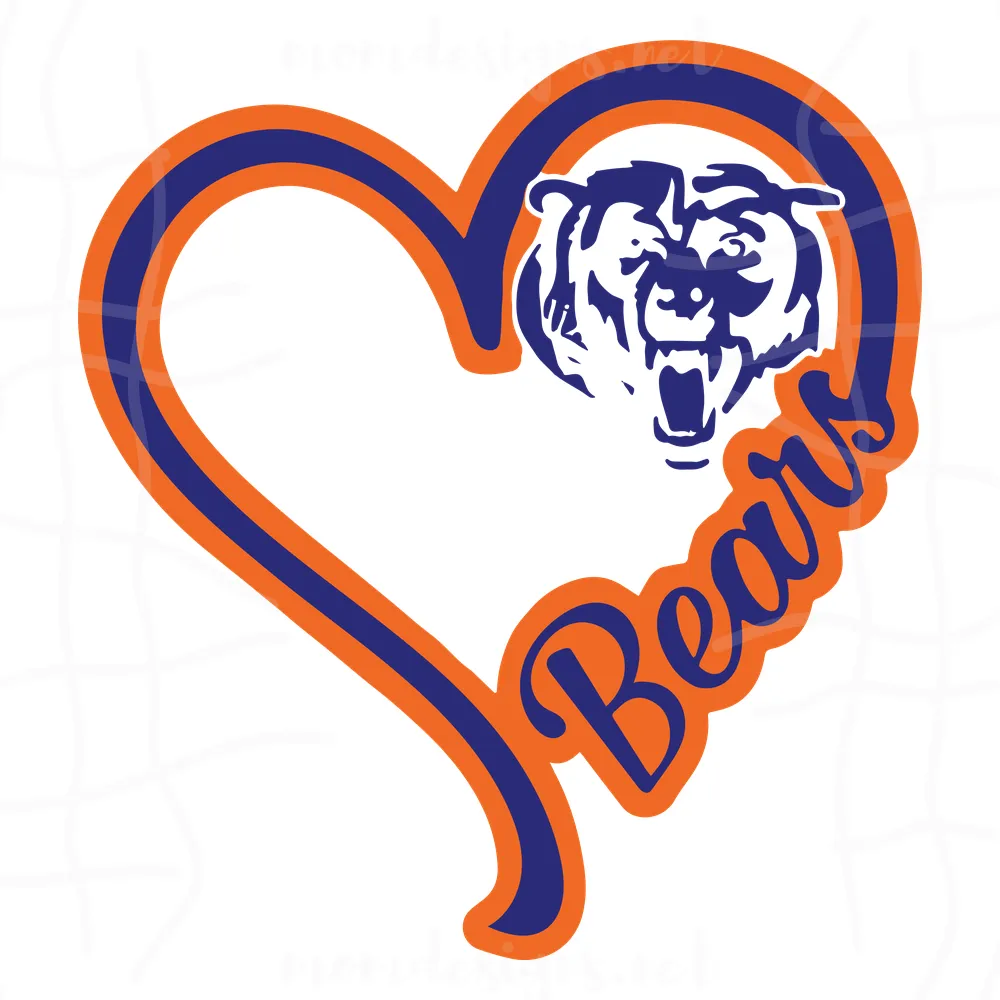 Chicago Bears Svg, Love Bears Svg, Logo Bears Heart Svg, NFL Svg, Cricut File, Clipart, Sport Svg, Football Svg, Love Sport Svg