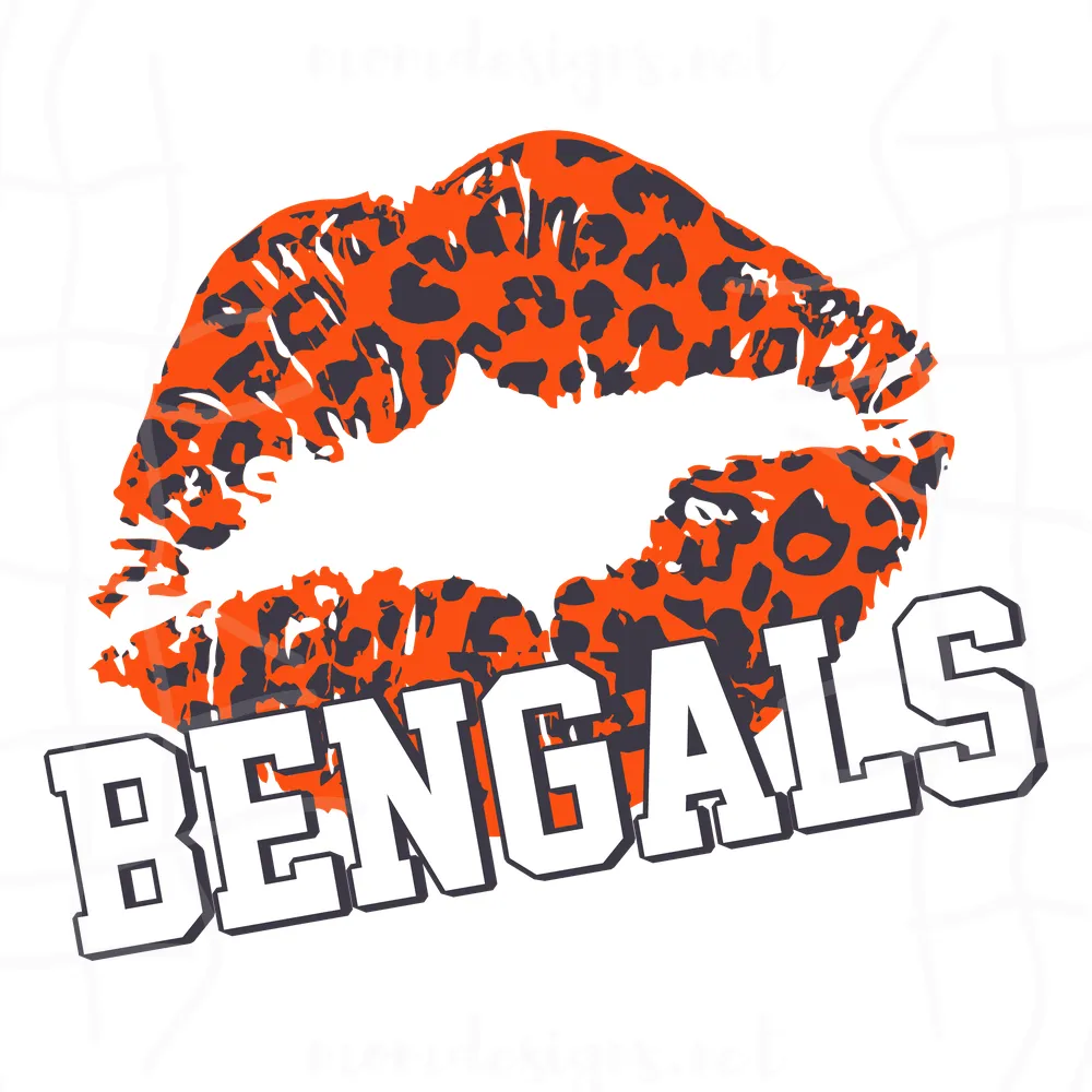 Leopard Pattern Lips Cincinnati Bengals Svg, Sport Svg, Cincinnati Bengals Lips Svg
