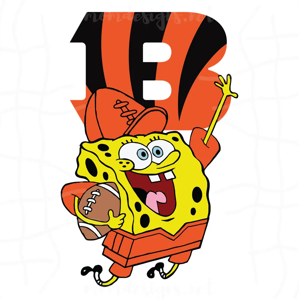 SpongeBob Cincinnati Bengals Svg, NFL Svg, Sport Svg, Football Svg, Cricut File, Clipart, Love Football Svg, Cartoon Svg, Png, Eps, Dxf