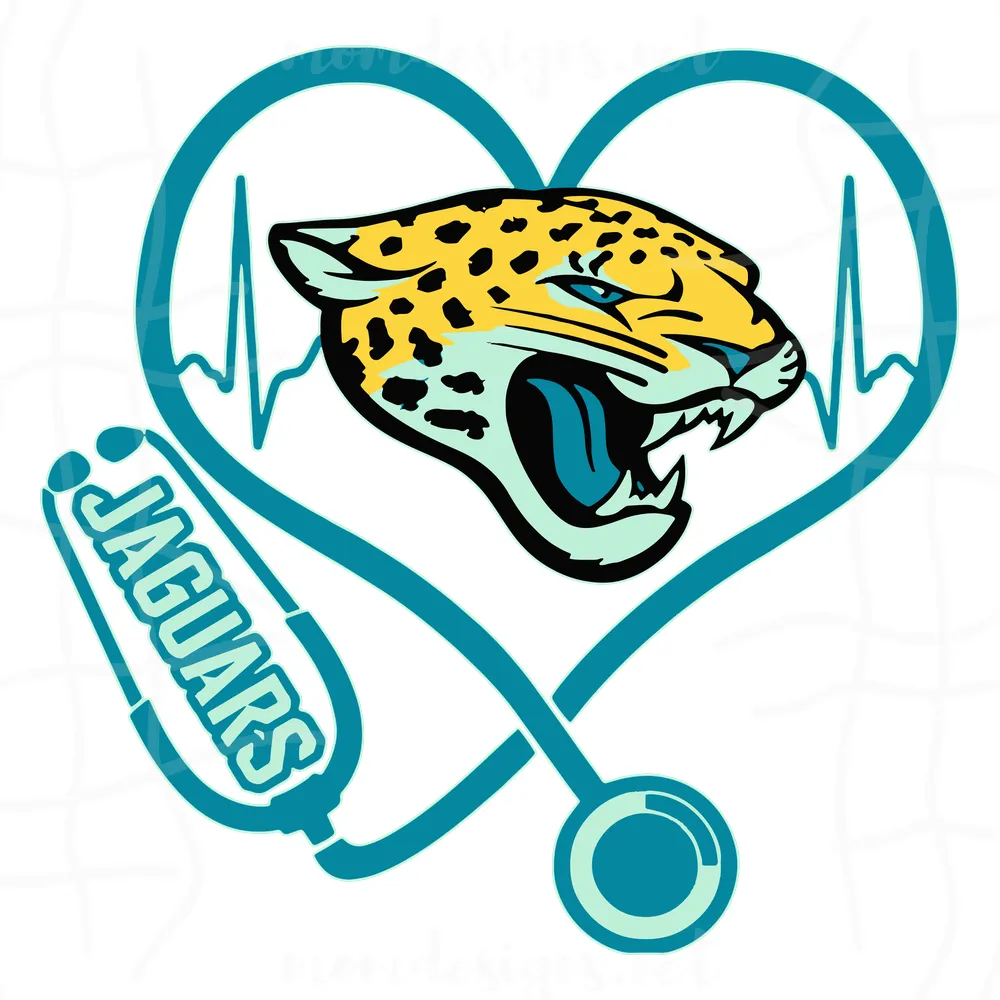 Jacksonville Jaguars Heart Stethoscope Svg, Jacksonville Jaguars Svg