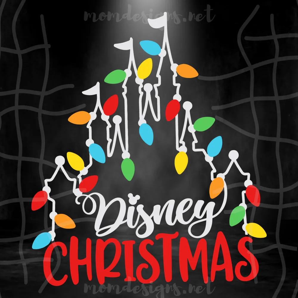  Disney Christmas Svg, Disney Xmas Lights Castle Svg, Christmas Trip Cut files, Svg, Dxf, Png, Eps