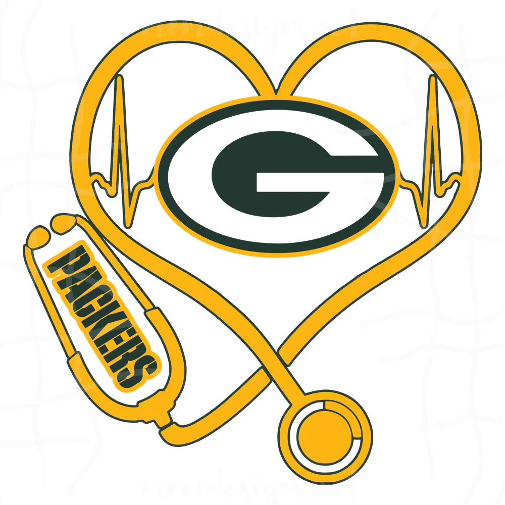 Green Bay Packers Heart Stethoscope Svg, Green Bay Packers Svg, Nurse Packers Svg