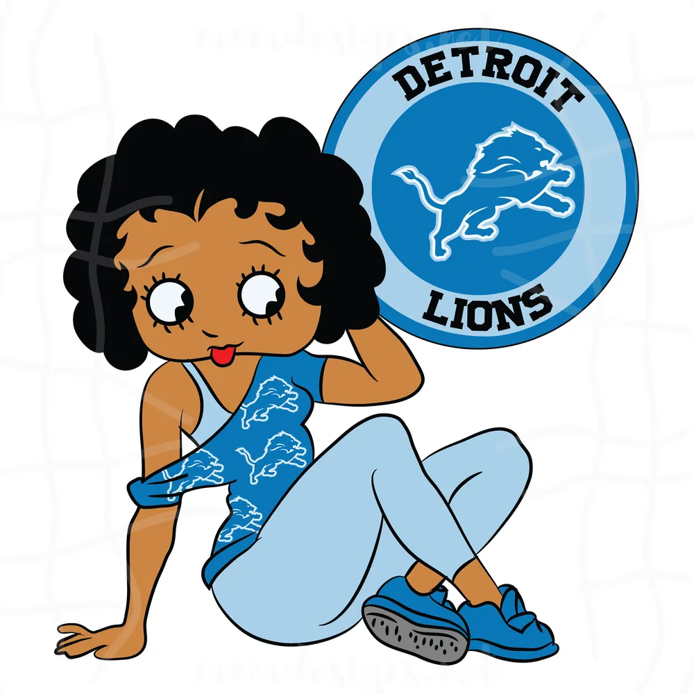 Sitting Betty Boop Detroit Lions Logo Sports Black Girl, Svg Files For Crafting And Diy Projects