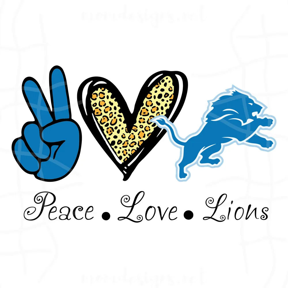 Peace Love Detroit Lions Sport Nfl, Vector Illustrations