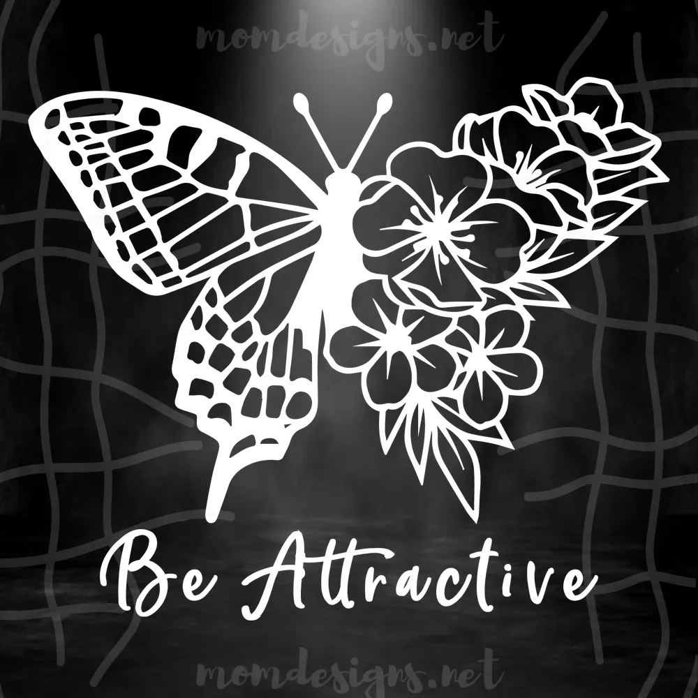 Floral Butterfly Be Attractive SVG Silhouette, Butterfly Design Svg
