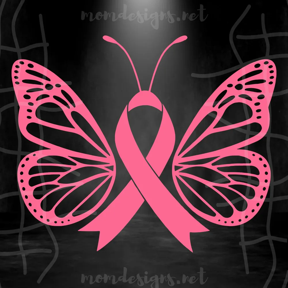 Pink Ribbon Butterfly Svg, Breast Cancer Awareness, Fight Cancer