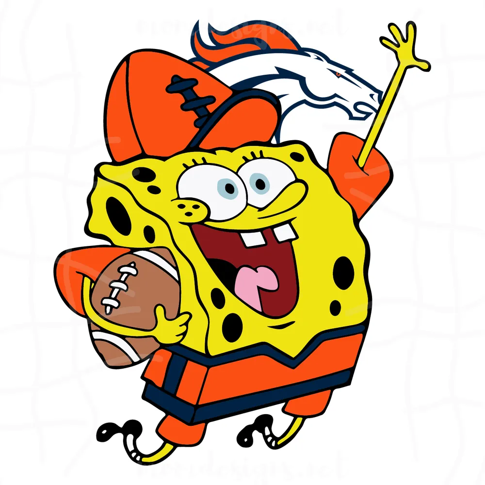 Denver Broncos Football Spongebob Svg, Sport Svg, Denver Broncos Svg, Broncos Svg, Super Bowl Svg, Denver Football, Broncos Fan