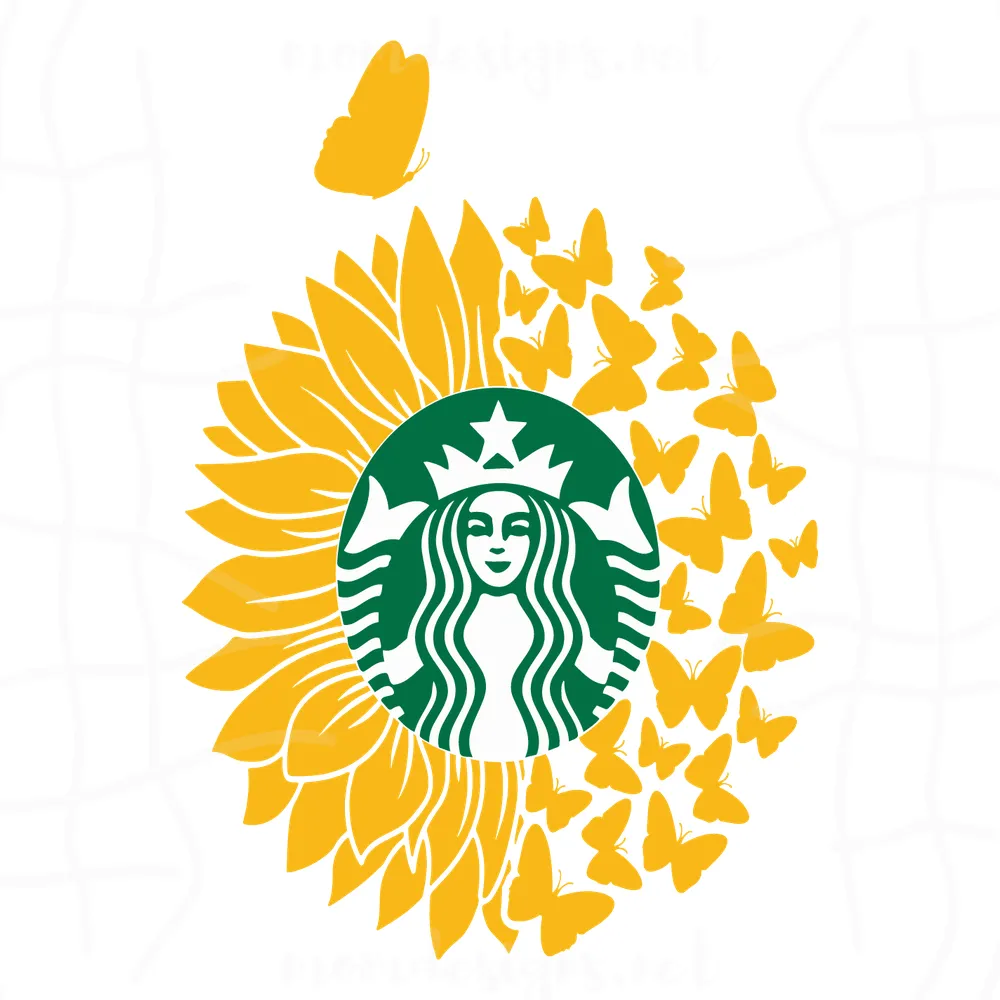 Sunflower Ang Butterfly Starbucks Svg, Sunflower Coffee Svg, Butterfly Svg, Sunflowers Svg, Butterfly Starbucks Svg, Starbucks Logo Svg