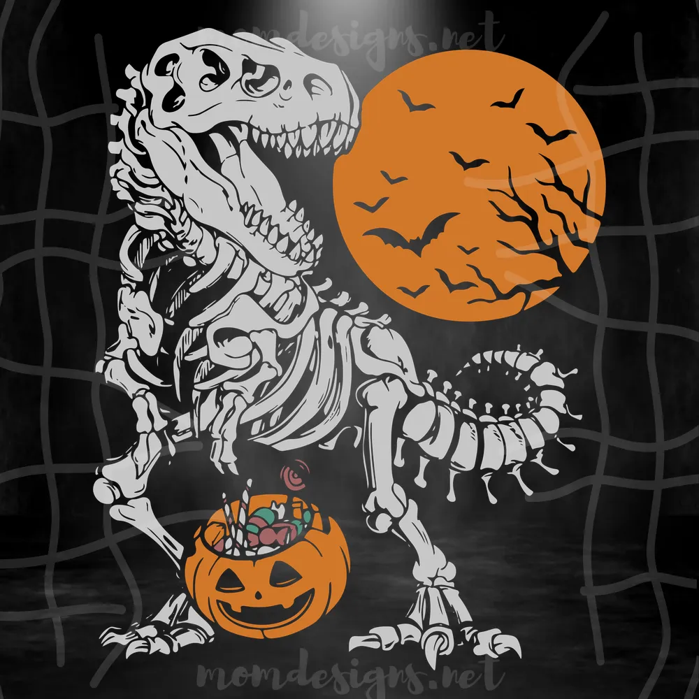 Dinosaur Fossils Halloween Svg, Dinosaur Svg, Halloween Svg, Skeleton Dinosaur Svg