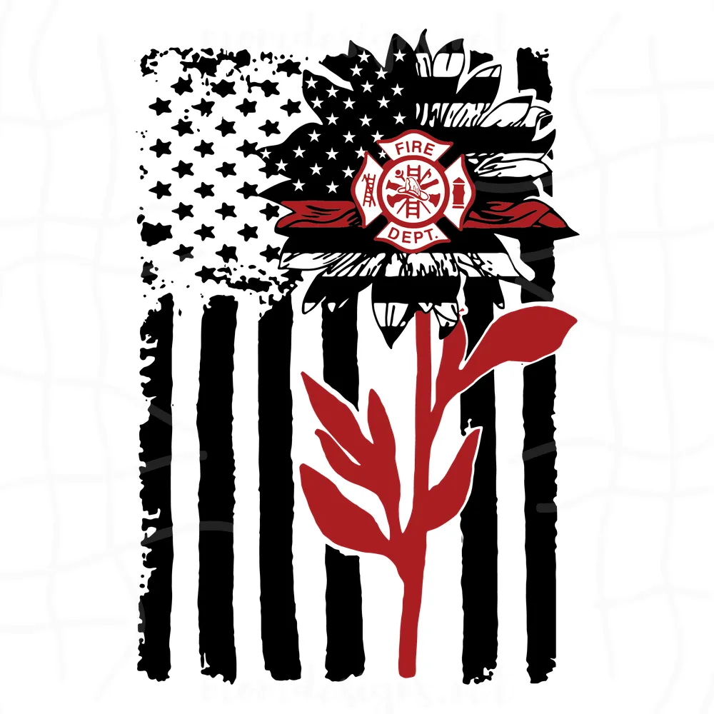 Sunflower Firefighter Svg, Sunflower Svg, Firefighter Svg, Firefighter Flag Svg