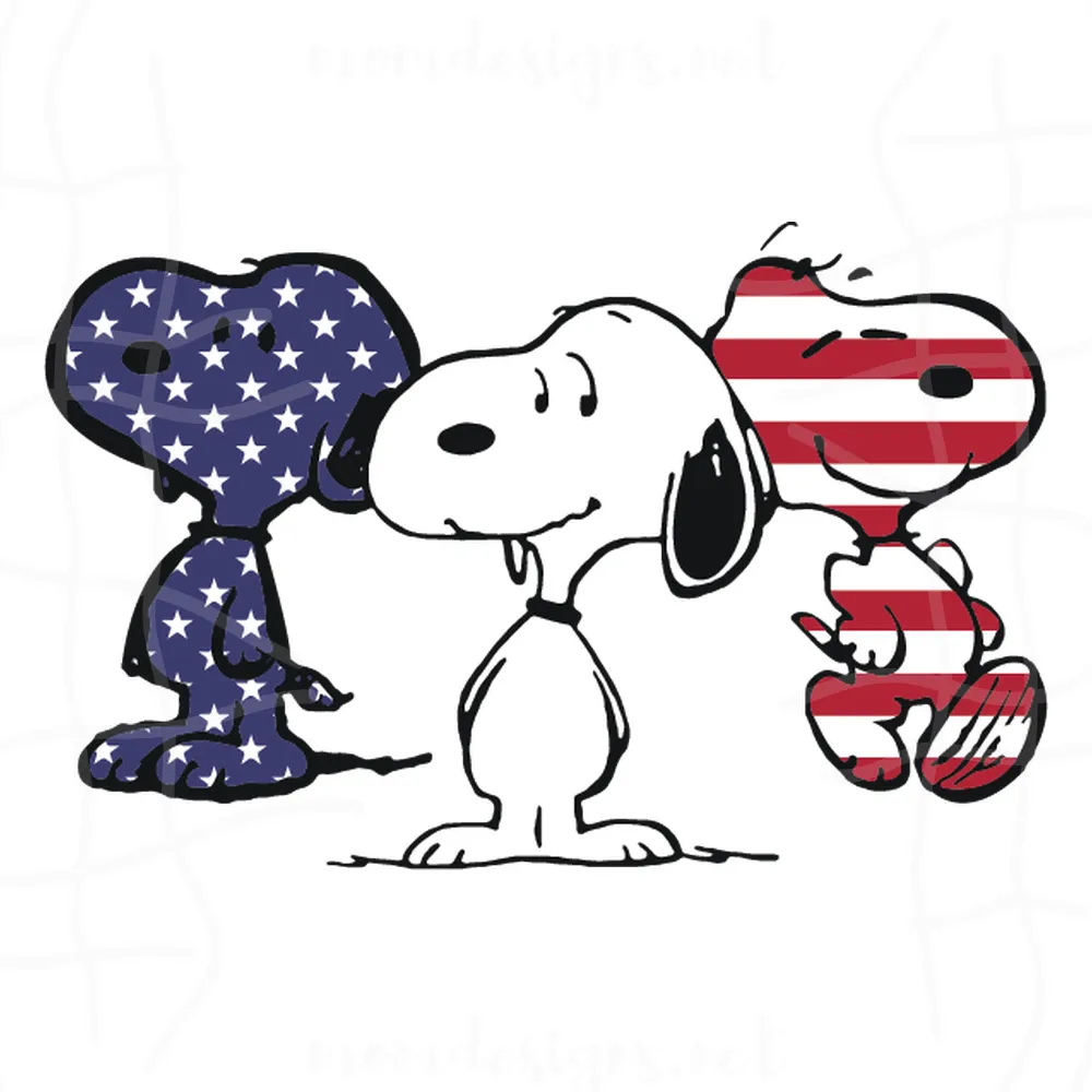 Three Snoopy American Flag Version Svg, 4th Of July Svg, Independence Day Svg