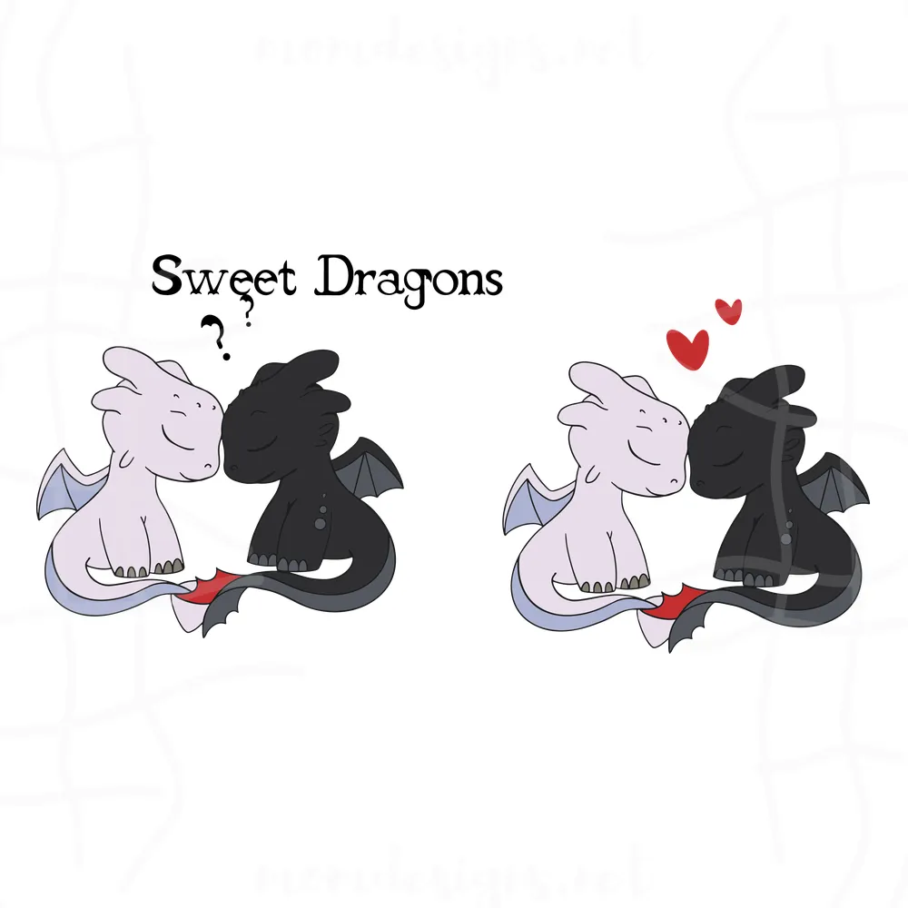 Cute couples Toothless & Light fury svg, night furies svg cut files,