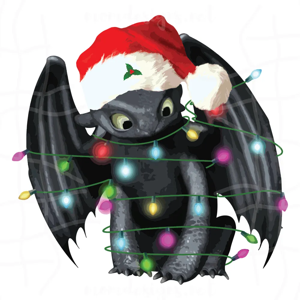 Toothless Svg, Trending Svg, Cartoon Svg, Santa Hat Svg, Christmas Light Svg, Merry Xmas Svg