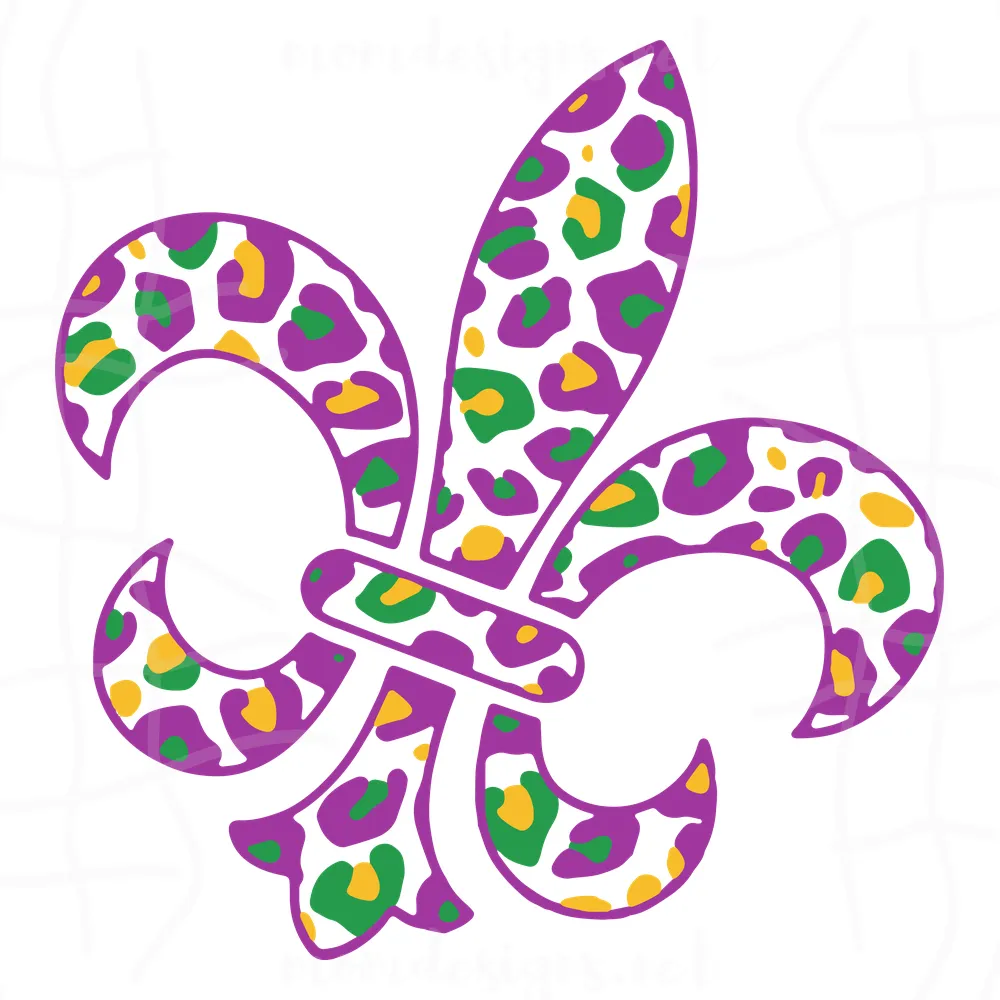 Leopard Mardi Gras Fleur De Lis Svg, Mardi Gras Svg, Fat Tuesday Svg