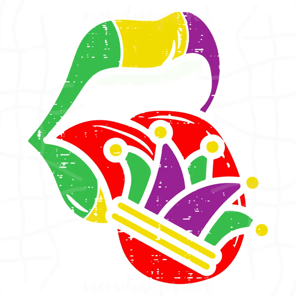 Mardi Gras Womens Lips And Tongue Out Jester Hat Mouth Nola Women Svg