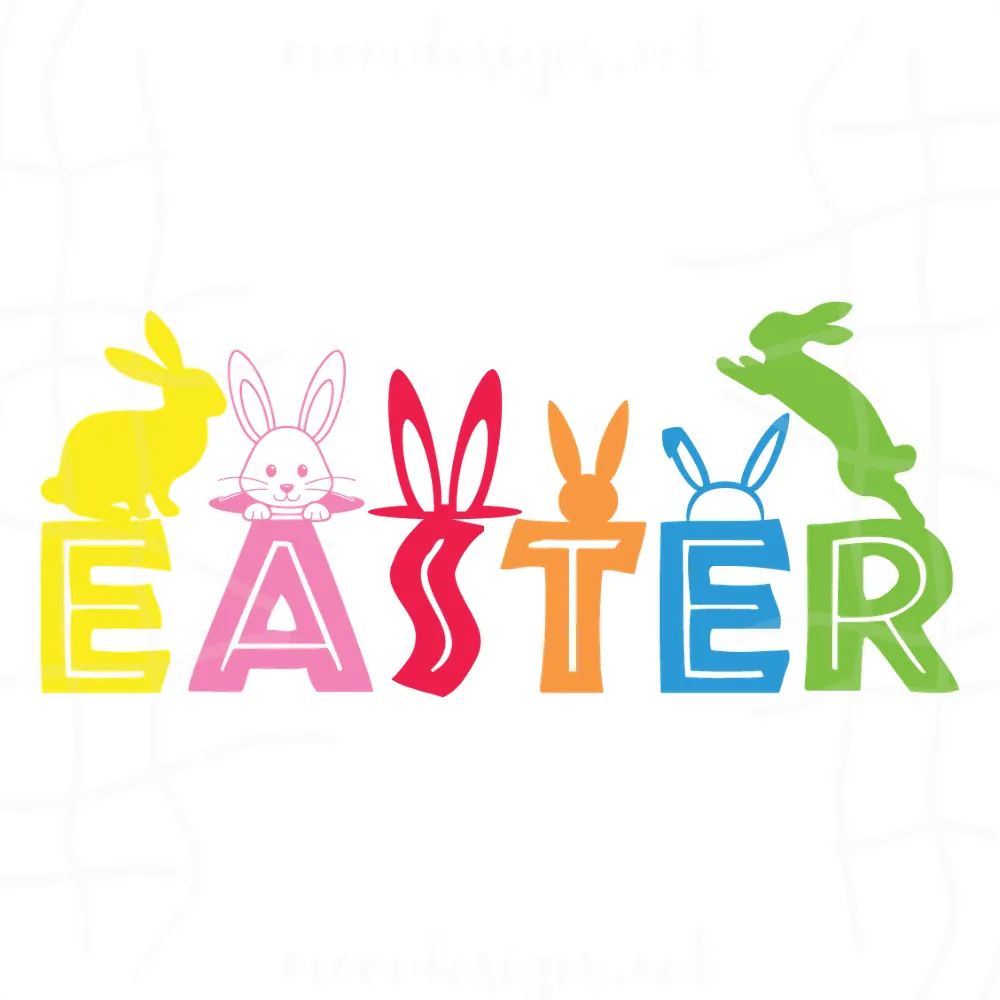 Colored Easter Bunny SVG PNG
