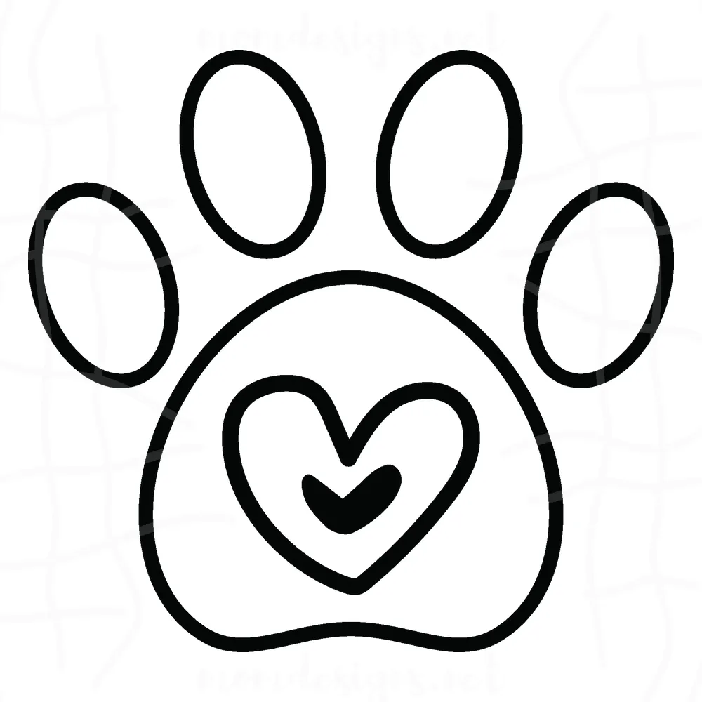 Heart Inside Dog Paw SVG Silhouette