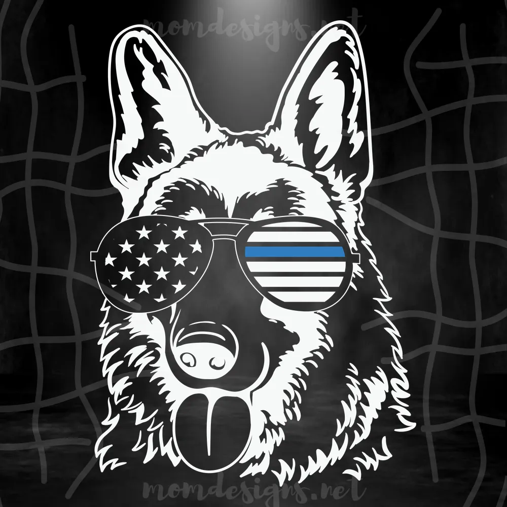 Police Dog Thin Blue Line Flag Sunglasses SVG PNG