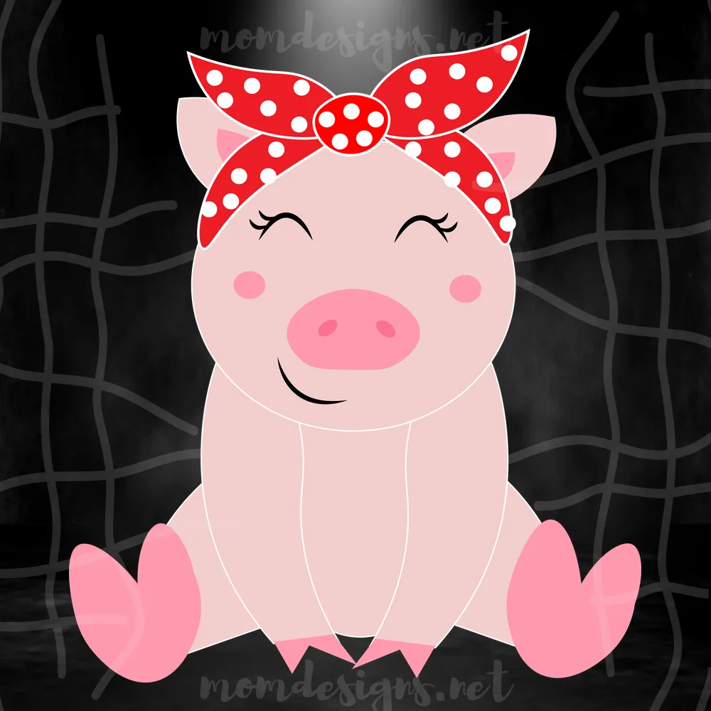 Cartoon Pink pig happy SVG PNG, Cute big sit happy SVG PNG