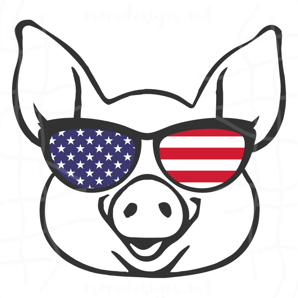 Pig Face Stars & Stripes Glasses , pig svg, pig gift, pig lover, independence day svg, dog usa 4th of july, happy fourth of july, independence day usa,america flag For Silhouette, Files For Cricut, SVG, DXF, EPS, PNG Instant Download