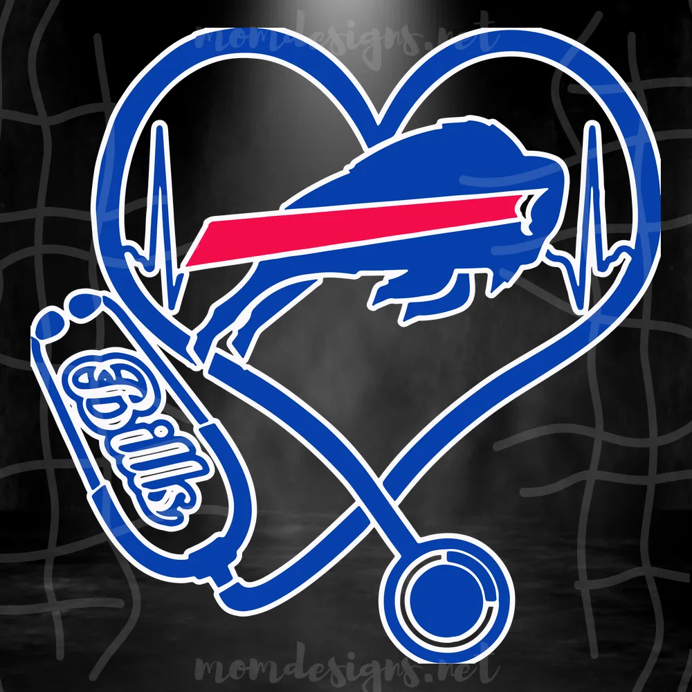 Buffalo Bills Heart Stethoscope Svg, Buffalo Bills Svg, Nurse Bills Svg