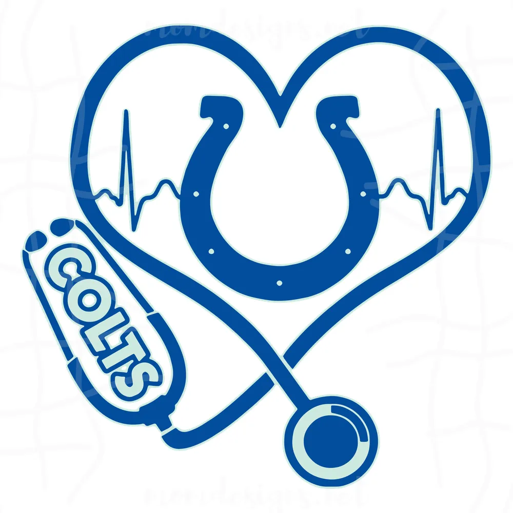 Indianapolis Colts Heart Stethoscope Svg, Indianapolis Colts Svg, Nurse Colts Svg