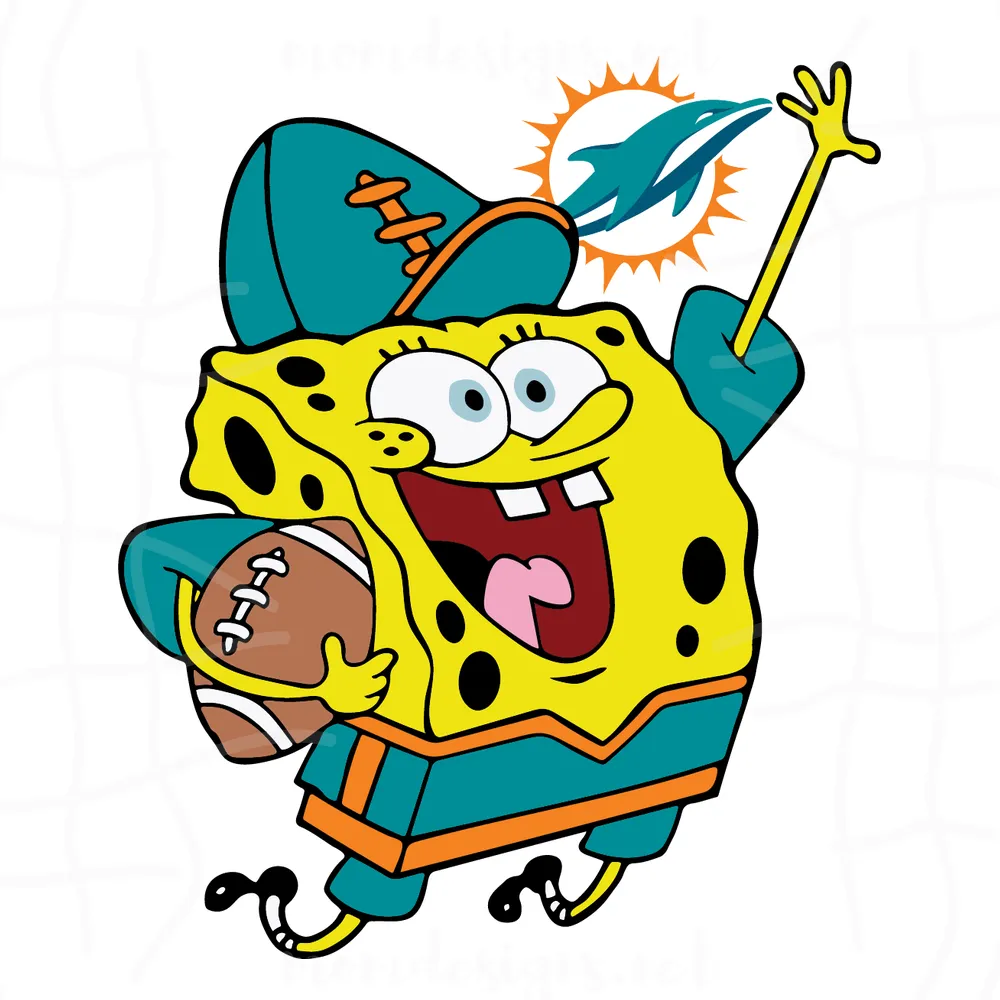 Miami Dolphin Football Spongebob Svg, Sport Svg, Miami Dolphins Svg, Dolphins Football Team, Dolphins Svg, Miami Dolphins Svg, Super Bowl Svg