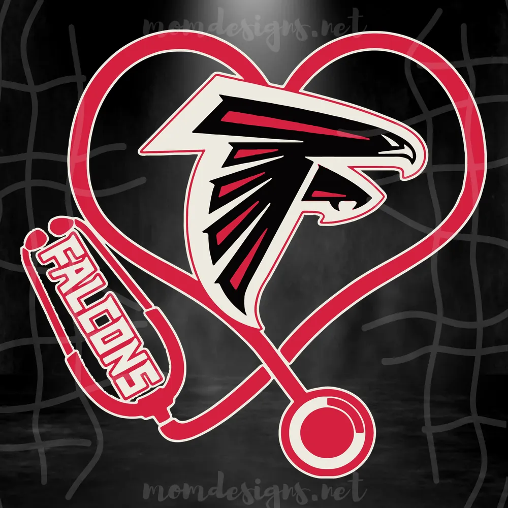 Atlanta Falcons Heart Stethoscope Svg, Atlanta Falcons Svg, Nurse Falcons Svg