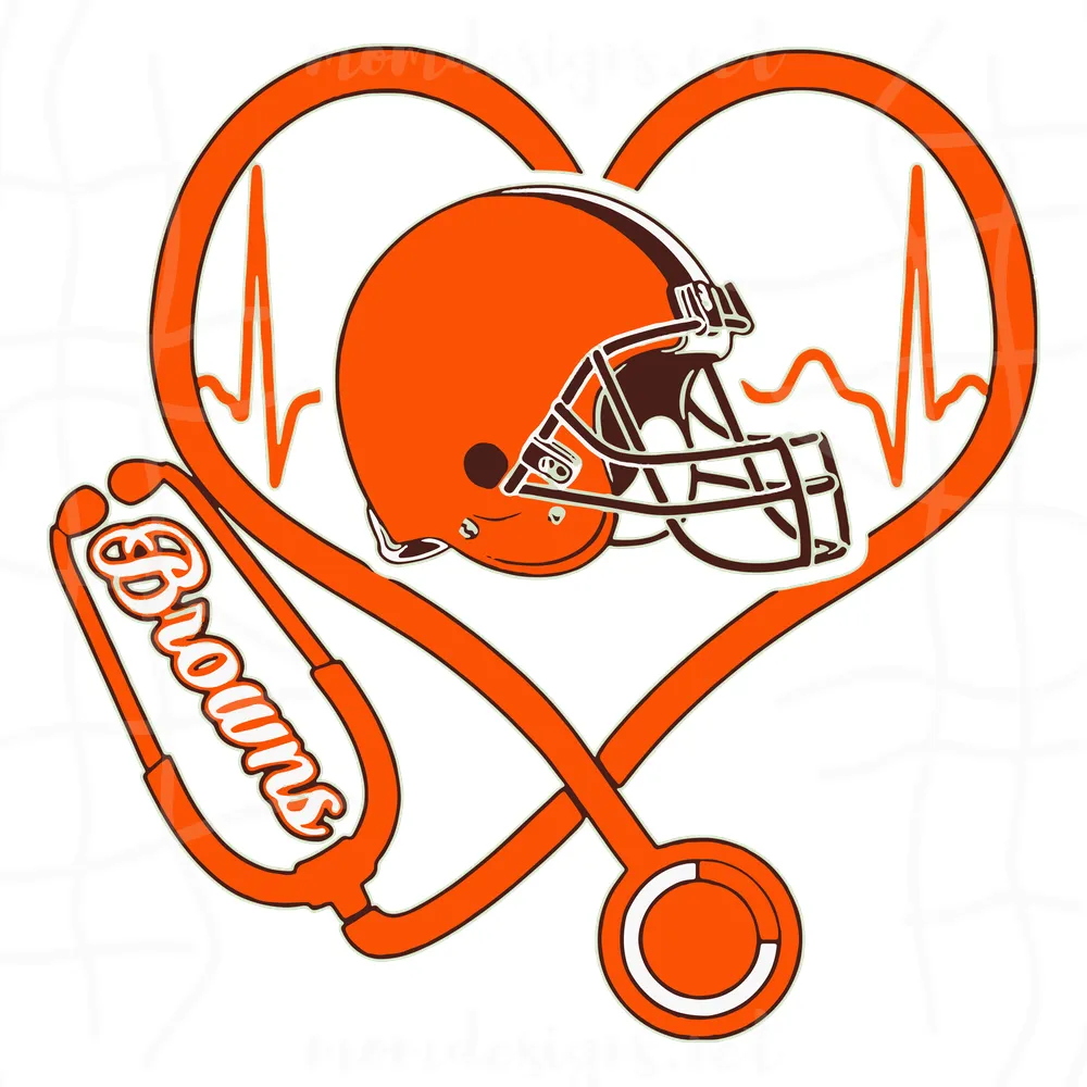 Cleveland Browns Heart Stethoscope Svg, Cleveland Browns Svg, Nurse Browns Svg