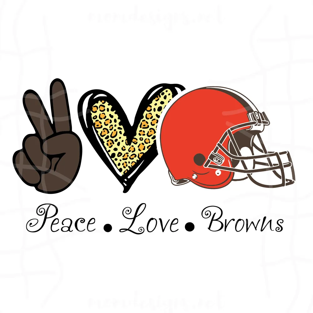 Peace Love Cleveland Browns Svg, Cleveland Browns Svg, Browns Svg, Nfl Svg